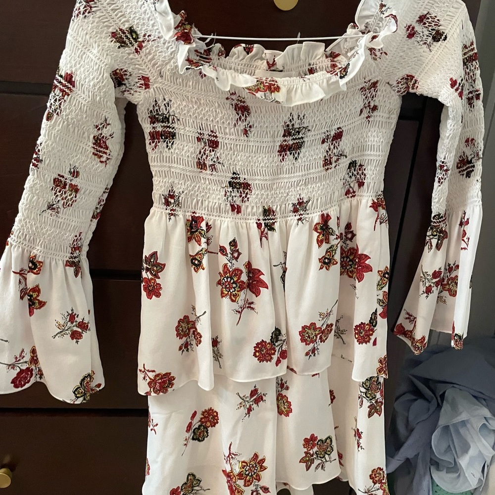 ALC tiered and rouched off the shoulder dress. Lined